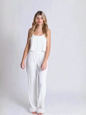 Waverly White Sleeveless Wide-Leg Pajama Set for Bride To Be